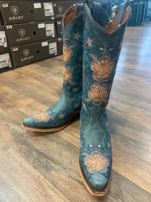 CORRAL LADIES BLUE FLORAL EMBROIDERY