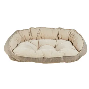 Crescent Cuddler Dog Bed — Beach Linen / Linen MicroVelvet
