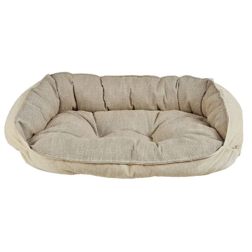 Crescent Cuddler Dog Bed — Beach Linen / Linen MicroVelvet
