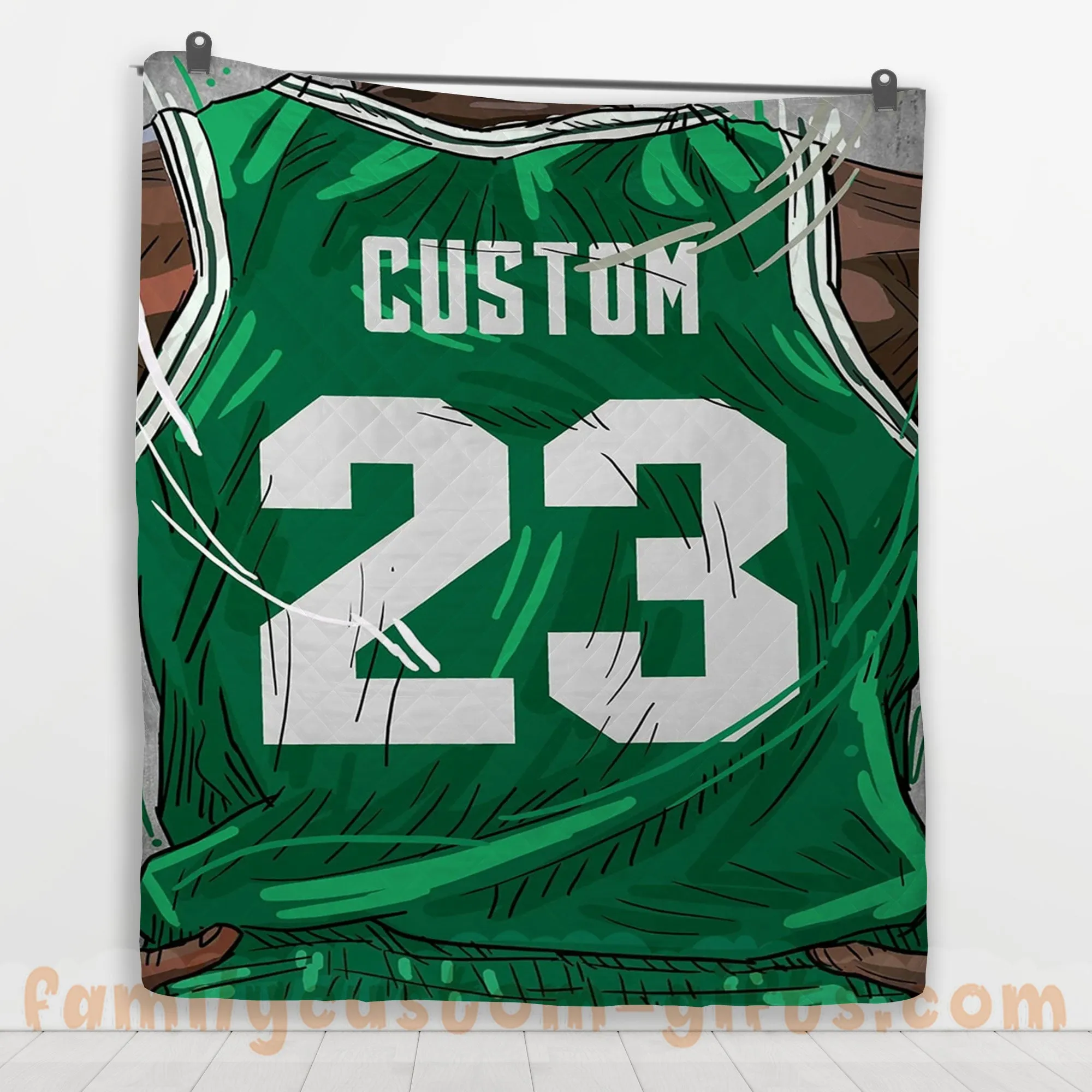 Custom Premium Quilt Blanket Boston Jersey Basketball Personalized Quilt Gifts for Her & Him