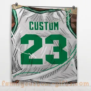 Custom Premium Quilt Blanket Boston Jersey Basketball Personalized Quilt Gifts for Her & Him