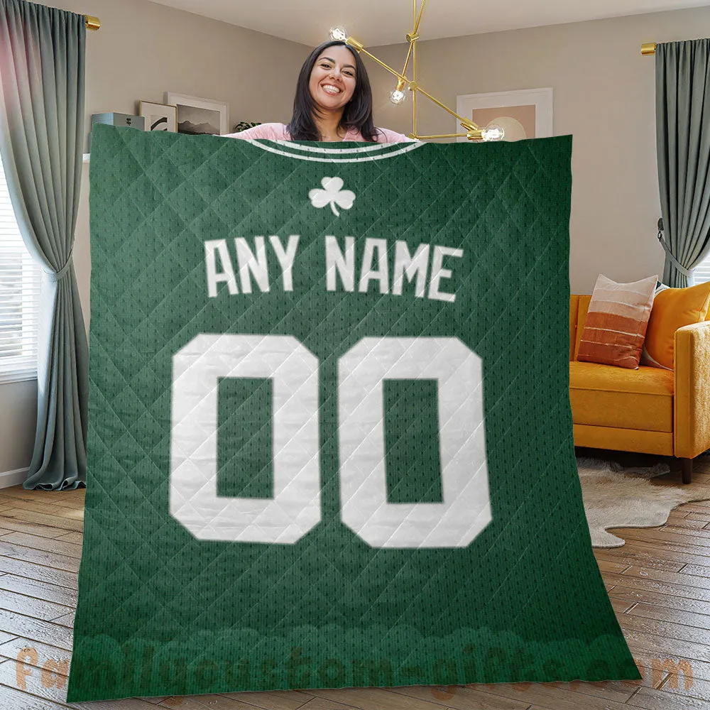 Custom Premium Quilt Blanket Boston Jersey Basketball Personalized Quilt Gifts for Her & Him