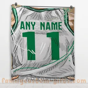 Custom Premium Quilt Blanket Boston Jersey Basketball Personalized Quilt Gifts for Her & Him