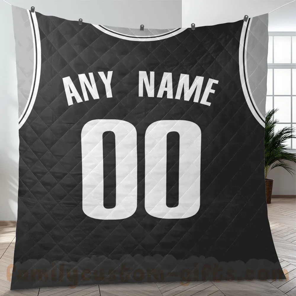 Custom Premium Quilt Blanket Brooklyn Jersey Basketball Personalized Quilt Gifts for Her & Him