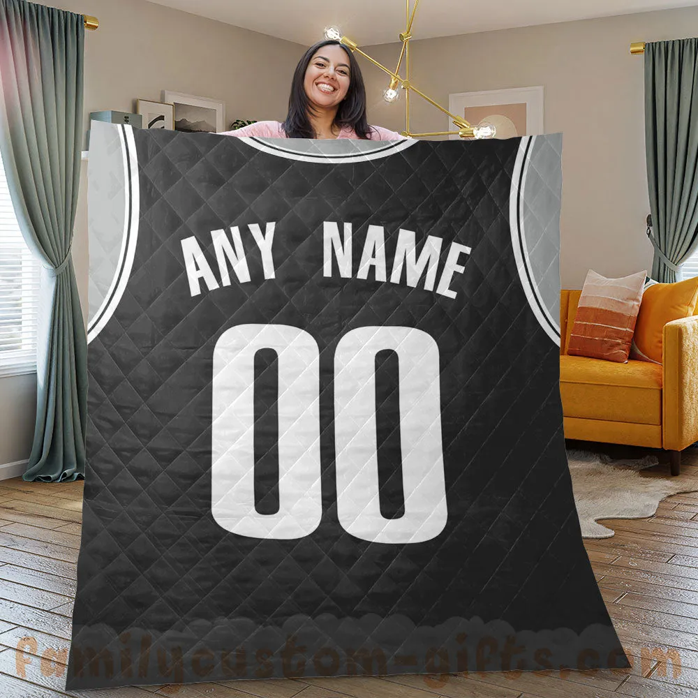 Custom Premium Quilt Blanket Brooklyn Jersey Basketball Personalized Quilt Gifts for Her & Him