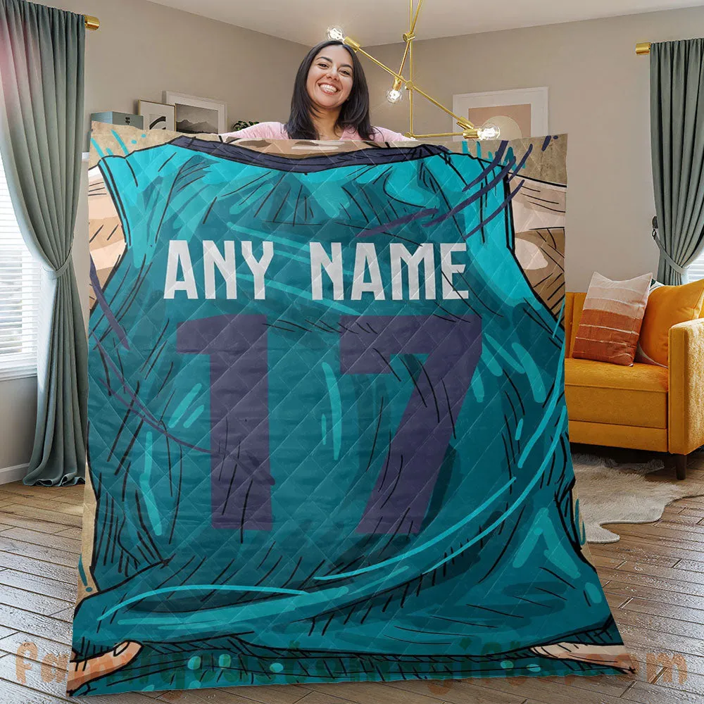 Custom Premium Quilt Blanket Charlotte Jersey Basketball Personalized Quilt Gifts for Her & Him