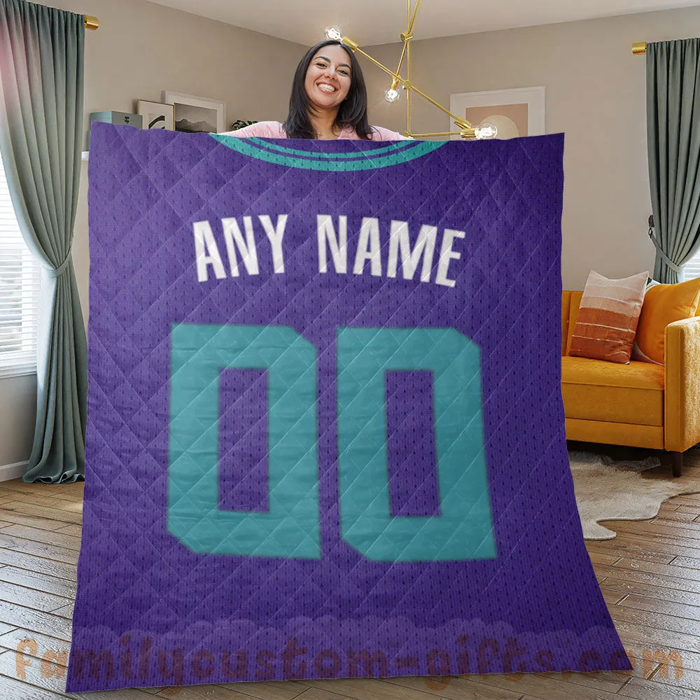 Custom Premium Quilt Blanket Charlotte Jersey Basketball Personalized Quilt Gifts for Her & Him