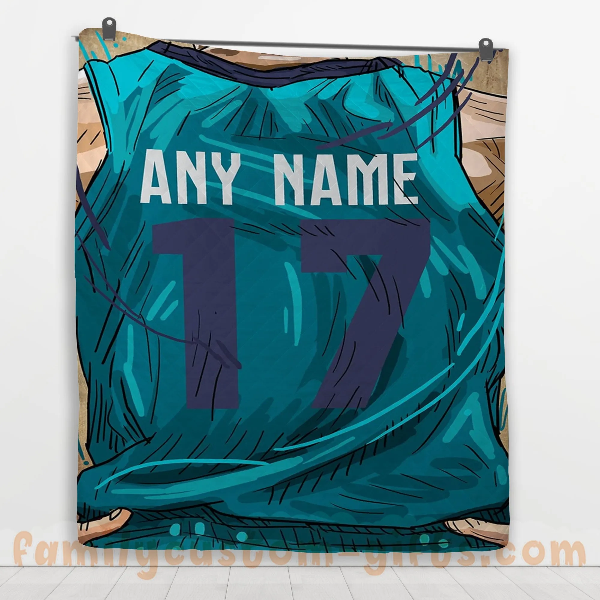 Custom Premium Quilt Blanket Charlotte Jersey Basketball Personalized Quilt Gifts for Her & Him