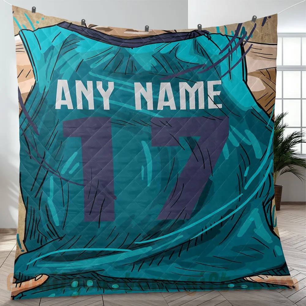 Custom Premium Quilt Blanket Charlotte Jersey Basketball Personalized Quilt Gifts for Her & Him