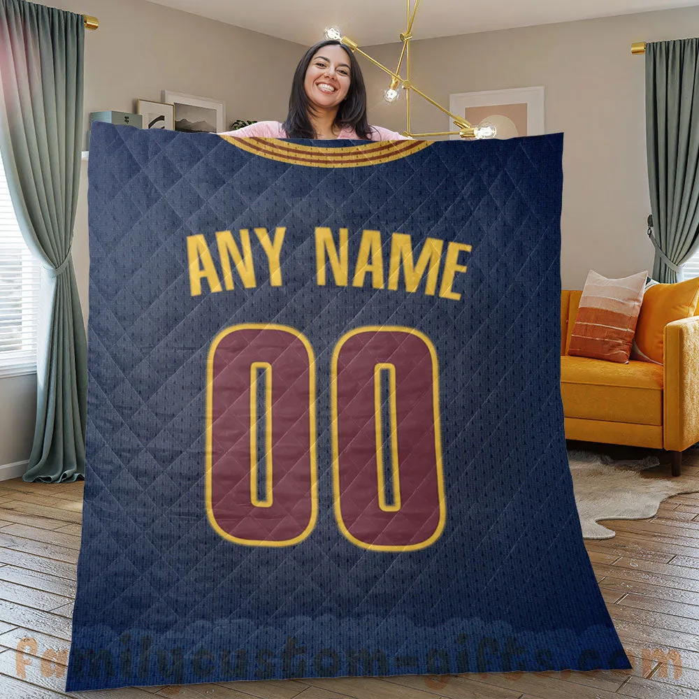 Custom Premium Quilt Blanket Cleveland Jersey Basketball Personalized Quilt Gifts for Her & Him