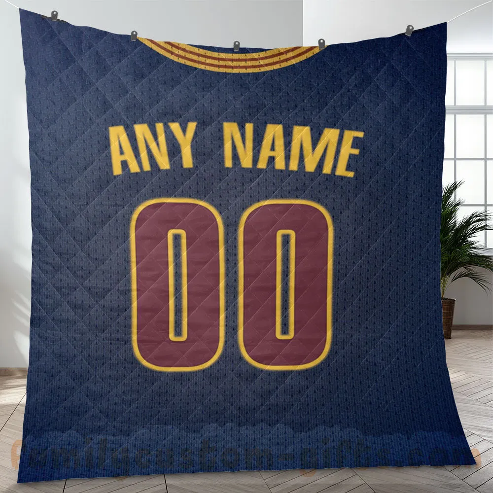Custom Premium Quilt Blanket Cleveland Jersey Basketball Personalized Quilt Gifts for Her & Him