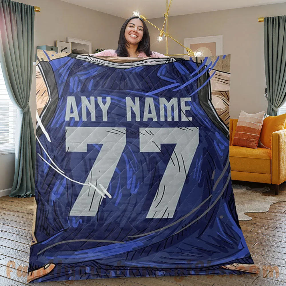 Custom Premium Quilt Blanket Dallas Jersey Basketball Personalized Quilt Gifts for Her & Him