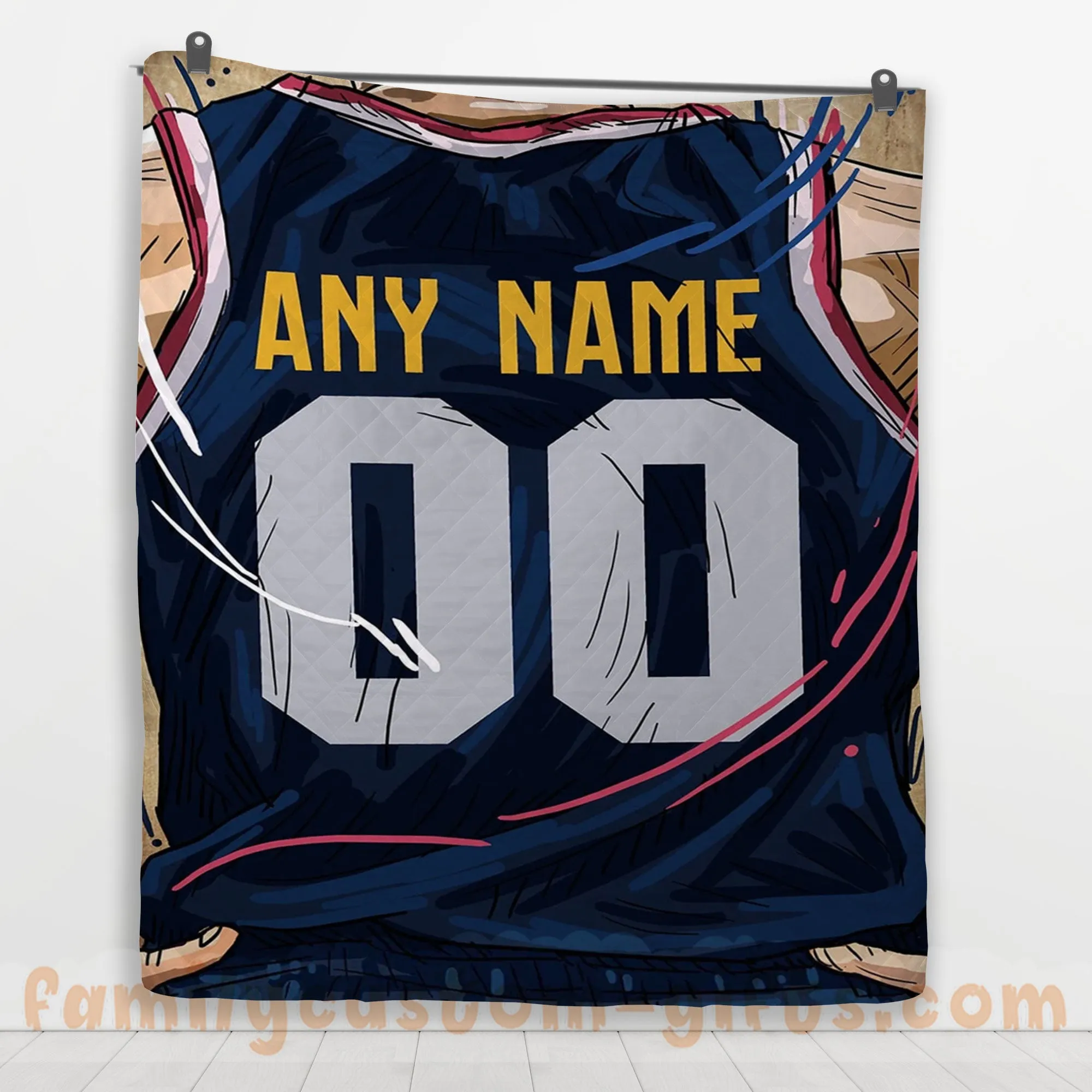 Custom Premium Quilt Blanket Denver Jersey Basketball Personalized Quilt Gifts for Her & Him