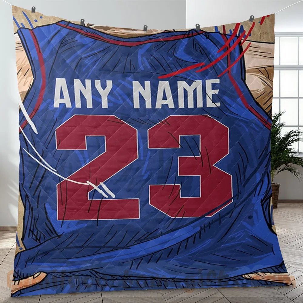 Custom Premium Quilt Blanket Detroit Jersey Basketball Personalized Quilt Gifts for Her & Him