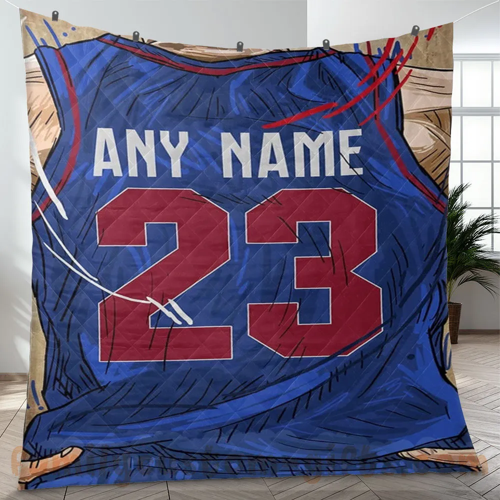 Custom Premium Quilt Blanket Detroit Jersey Basketball Personalized Quilt Gifts for Her & Him