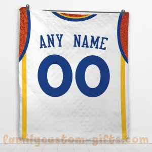 Custom Premium Quilt Blanket Golden State Jersey Basketball Personalized Quilt Gifts for Her & Him