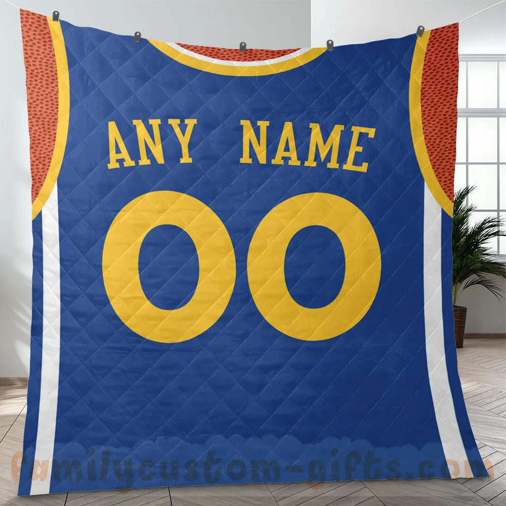 Custom Premium Quilt Blanket Golden State Jersey Basketball Personalized Quilt Gifts for Her & Him