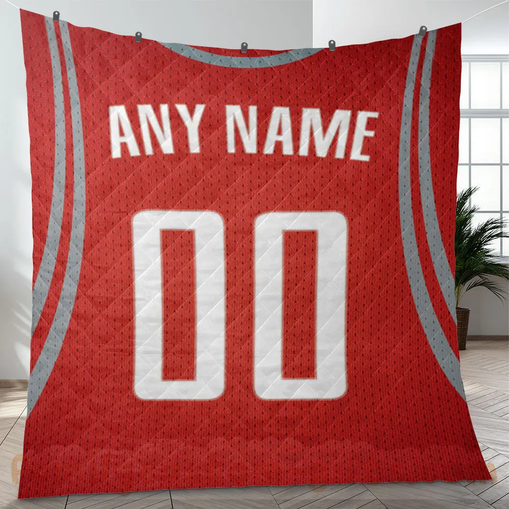 Custom Premium Quilt Blanket Houston Jersey Basketball Personalized Quilt Gifts for Her & Him