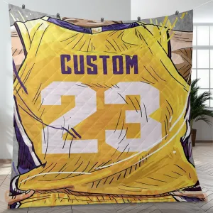 Custom Premium Quilt Blanket Los Angeles Jersey Basketball Personalized Quilt Gifts for Her & Him