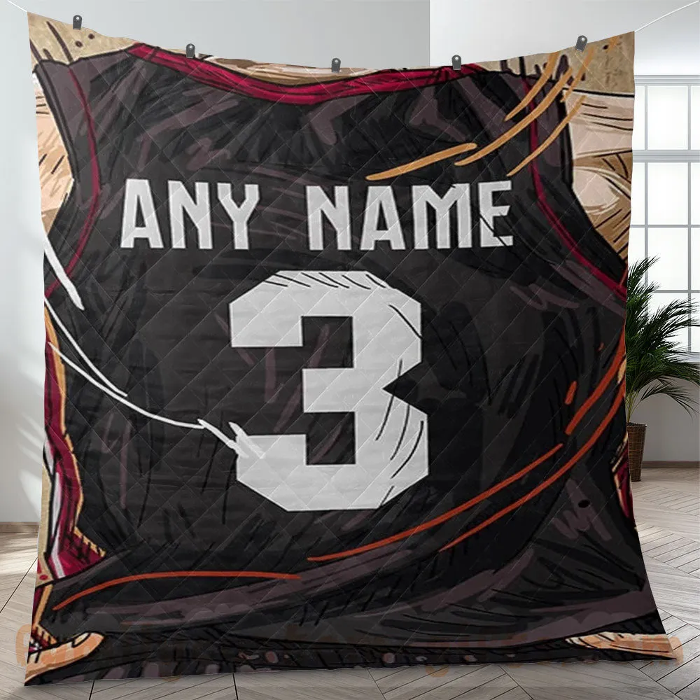 Custom Premium Quilt Blanket Miami Jersey Basketball Personalized Quilt Gifts for Her & Him