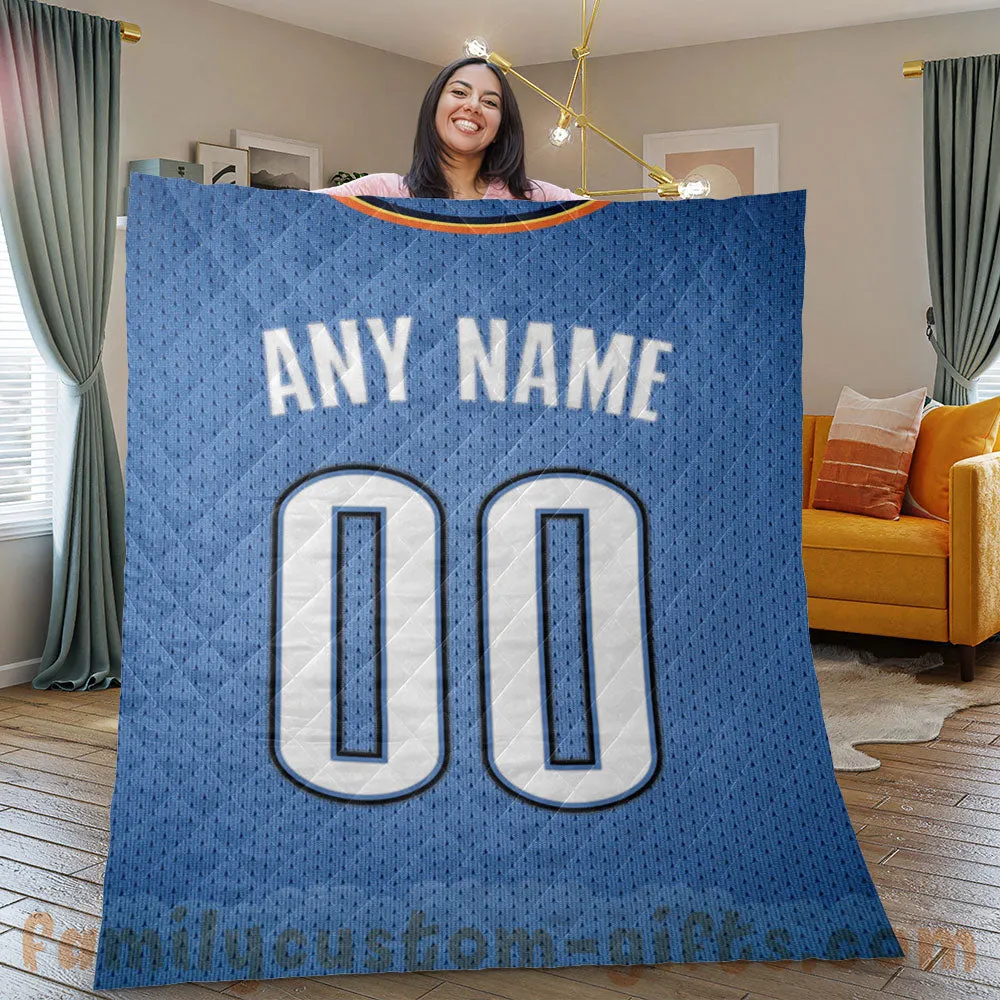 Custom Premium Quilt Blanket Oklahoma City Jersey Basketball Personalized Quilt Gifts for Her & Him