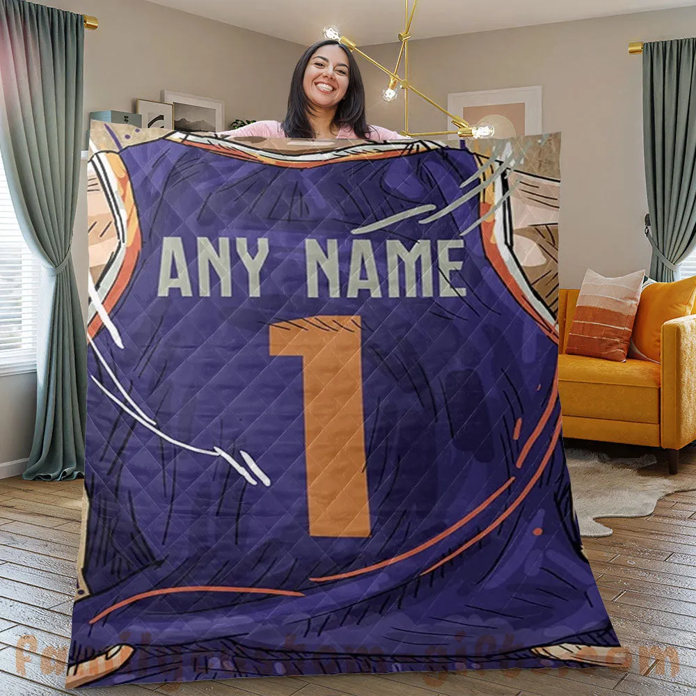 Custom Premium Quilt Blanket Phoenix Jersey Basketball Personalized Quilt Gifts for Her & Him