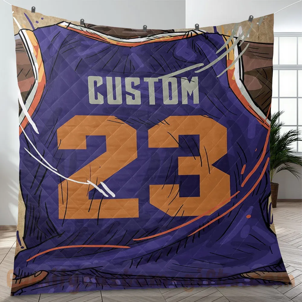 Custom Premium Quilt Blanket Phoenix Jersey Basketball Personalized Quilt Gifts for Her & Him