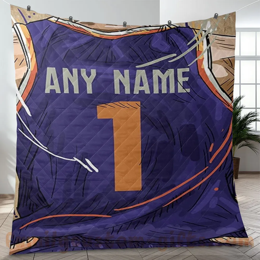 Custom Premium Quilt Blanket Phoenix Jersey Basketball Personalized Quilt Gifts for Her & Him