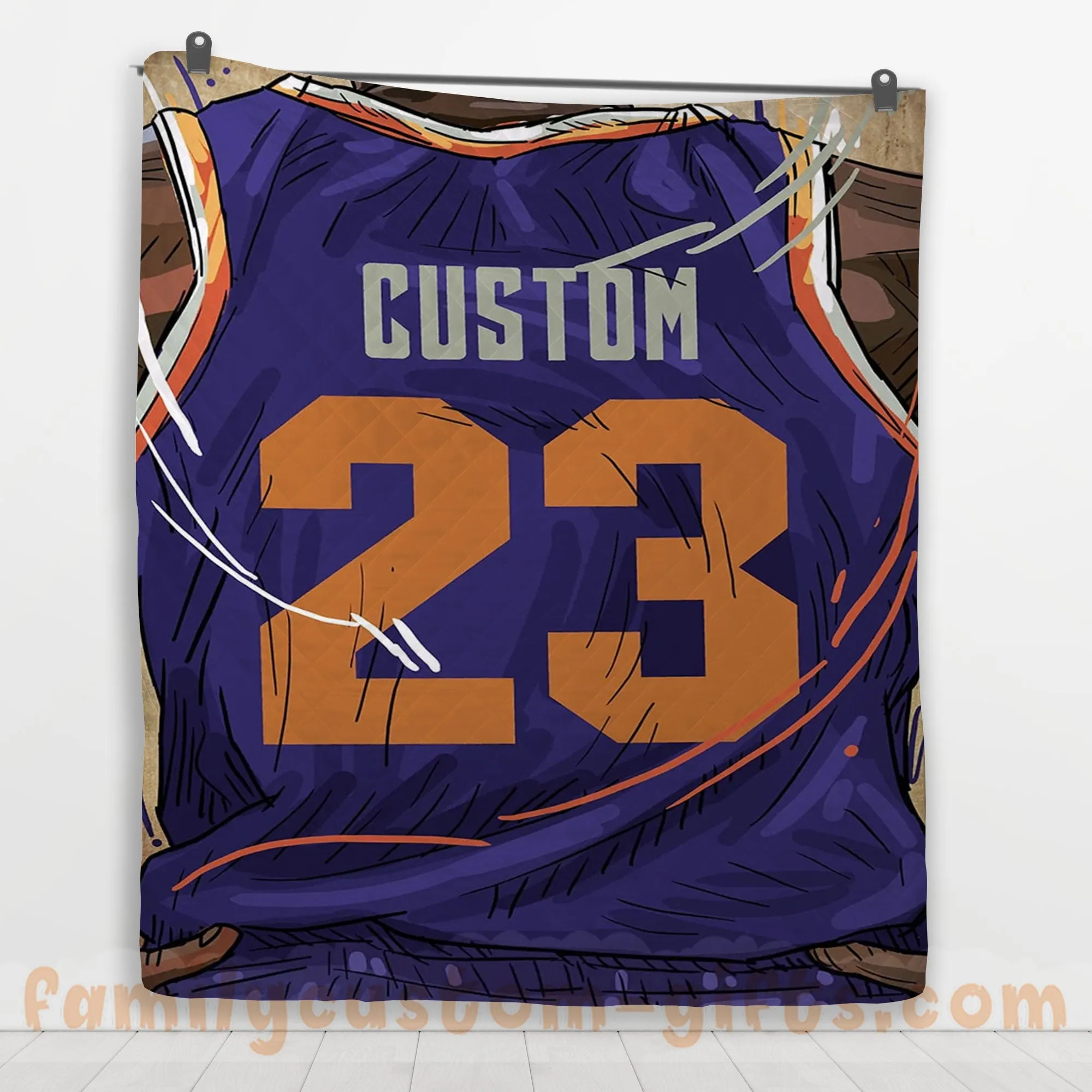 Custom Premium Quilt Blanket Phoenix Jersey Basketball Personalized Quilt Gifts for Her & Him