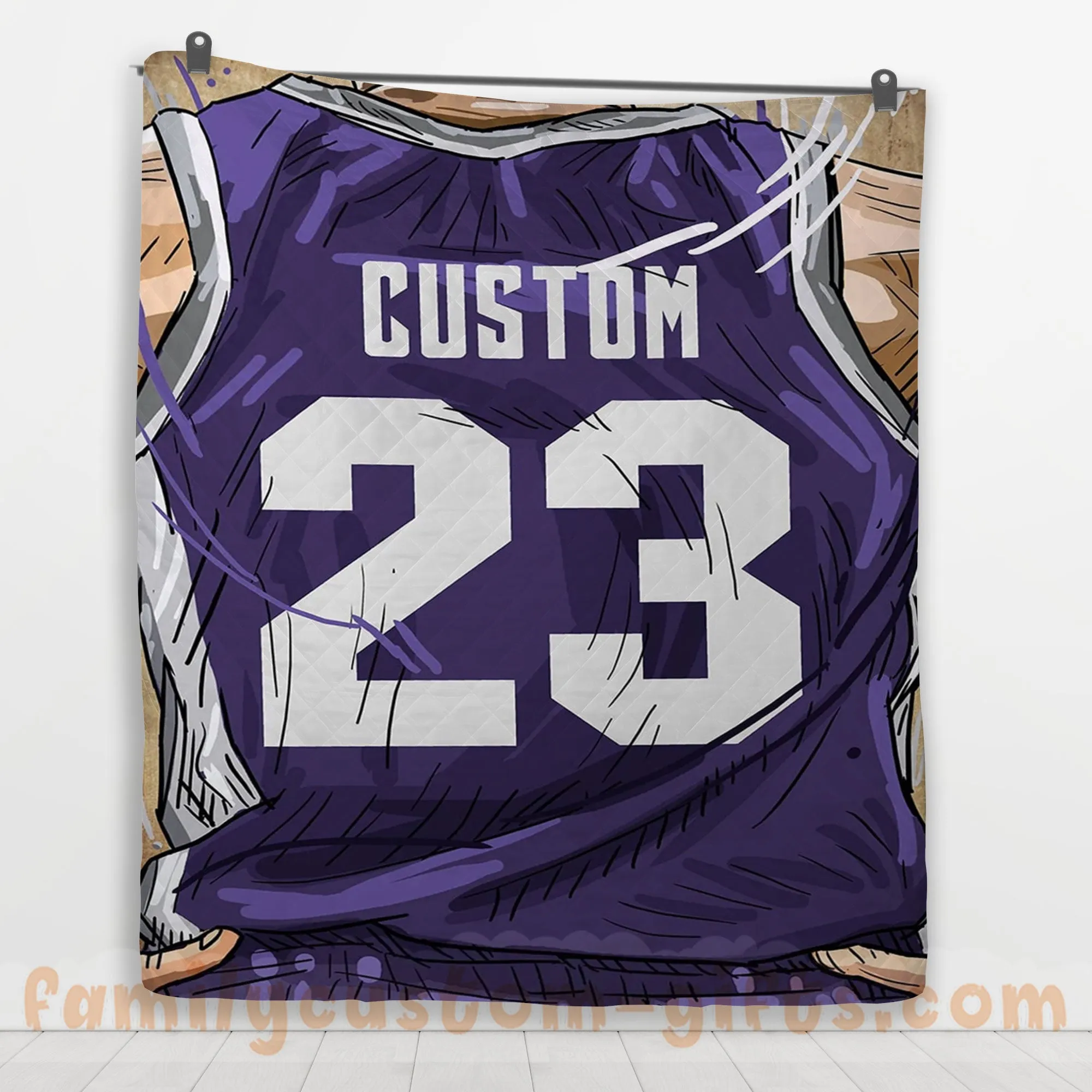 Custom Premium Quilt Blanket Sacramento Jersey Basketball Personalized Quilt Gifts for Her & Him