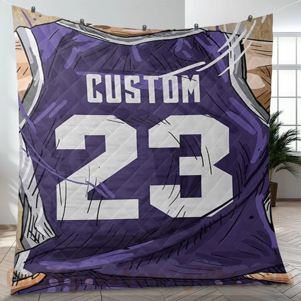 Custom Premium Quilt Blanket Sacramento Jersey Basketball Personalized Quilt Gifts for Her & Him