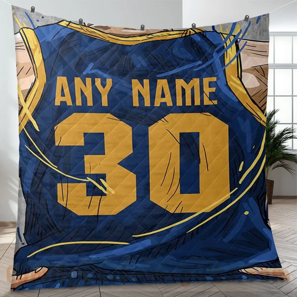Custom Premium Quilt Blanket San Francisco Jersey Basketball Personalized Quilt Gifts for Her & Him