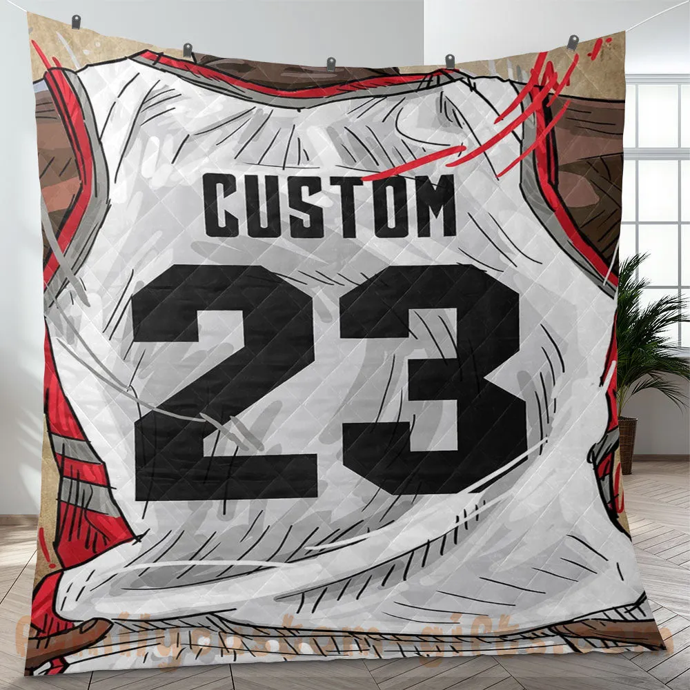 Custom Premium Quilt Blanket Toronto Jersey Basketball Personalized Quilt Gifts for Her & Him