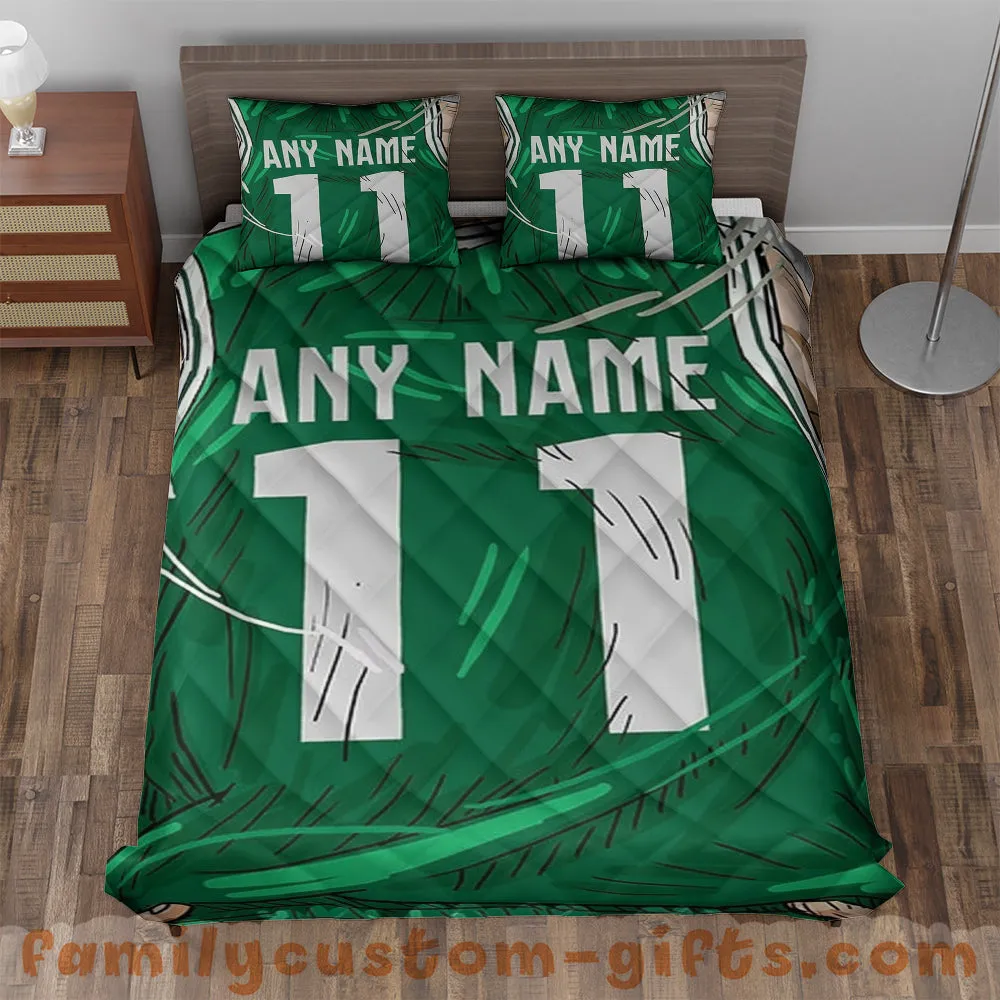 Custom Quilt Sets Boston Jersey Personalized Basketball Premium Quilt Bedding for Men Women