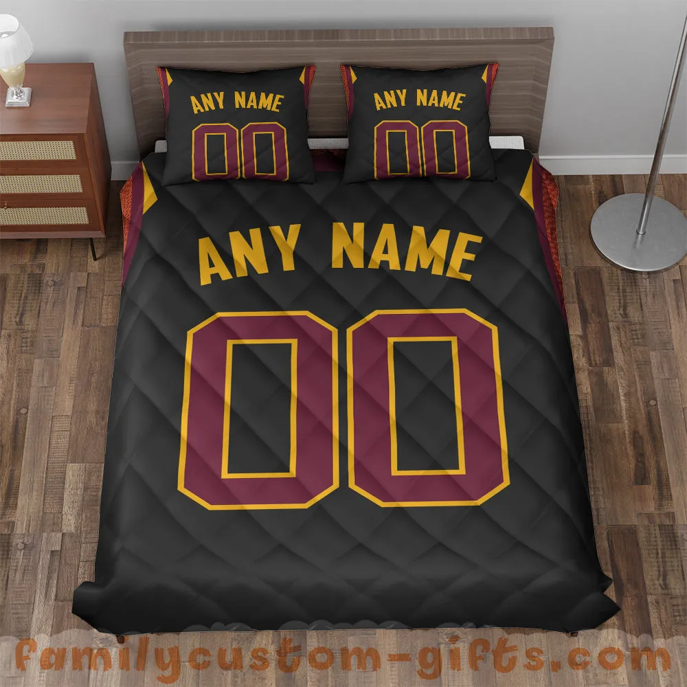 Custom Quilt Sets Cleveland Jersey Personalized Basketball Premium Quilt Bedding for Men Women