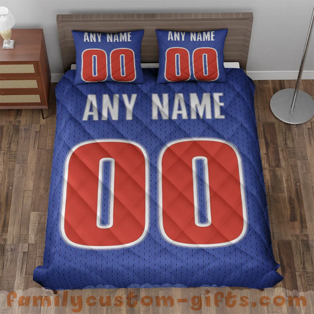 Custom Quilt Sets Detroit Jersey Personalized Basketball Premium Quilt Bedding for Men Women