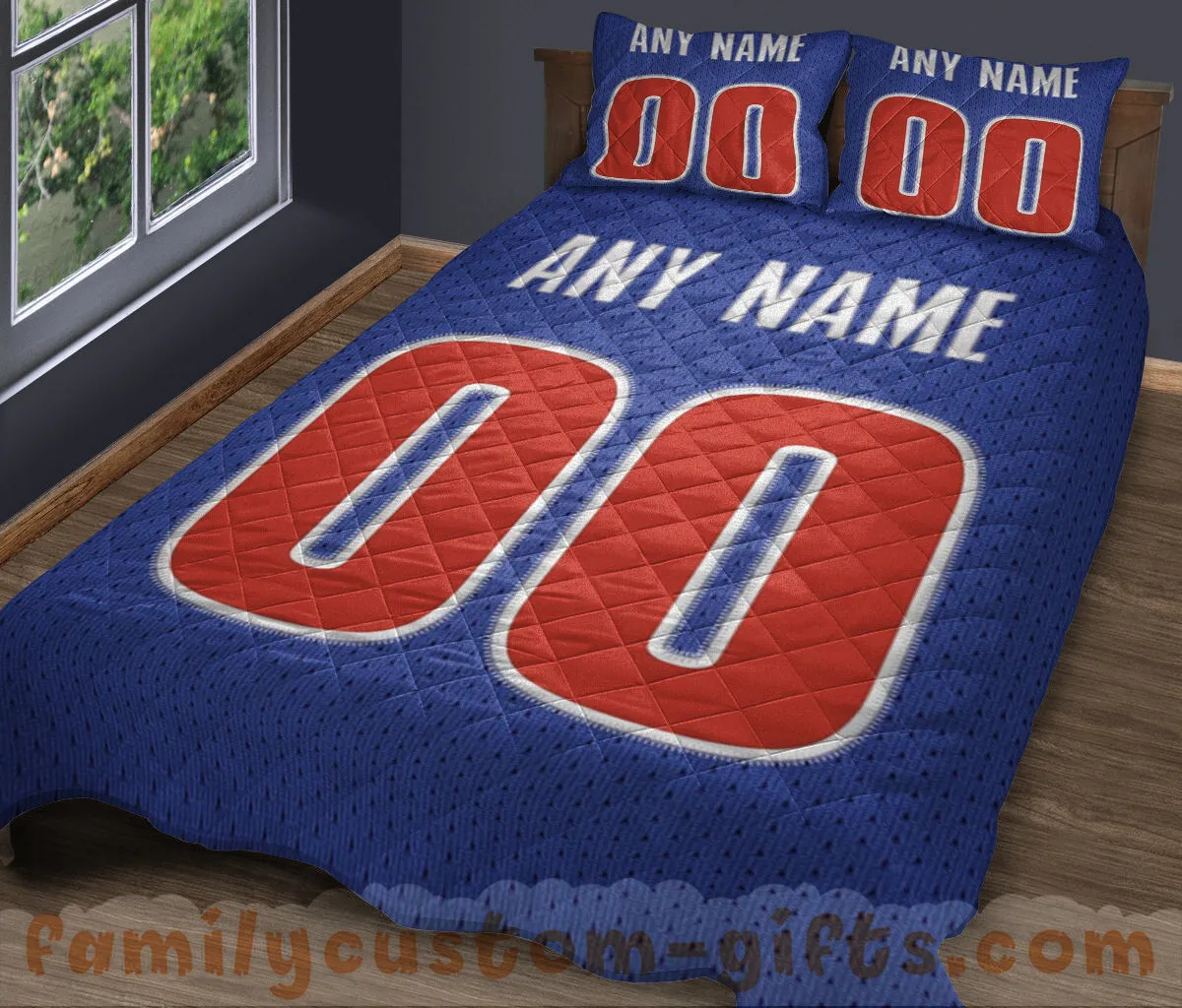 Custom Quilt Sets Detroit Jersey Personalized Basketball Premium Quilt Bedding for Men Women