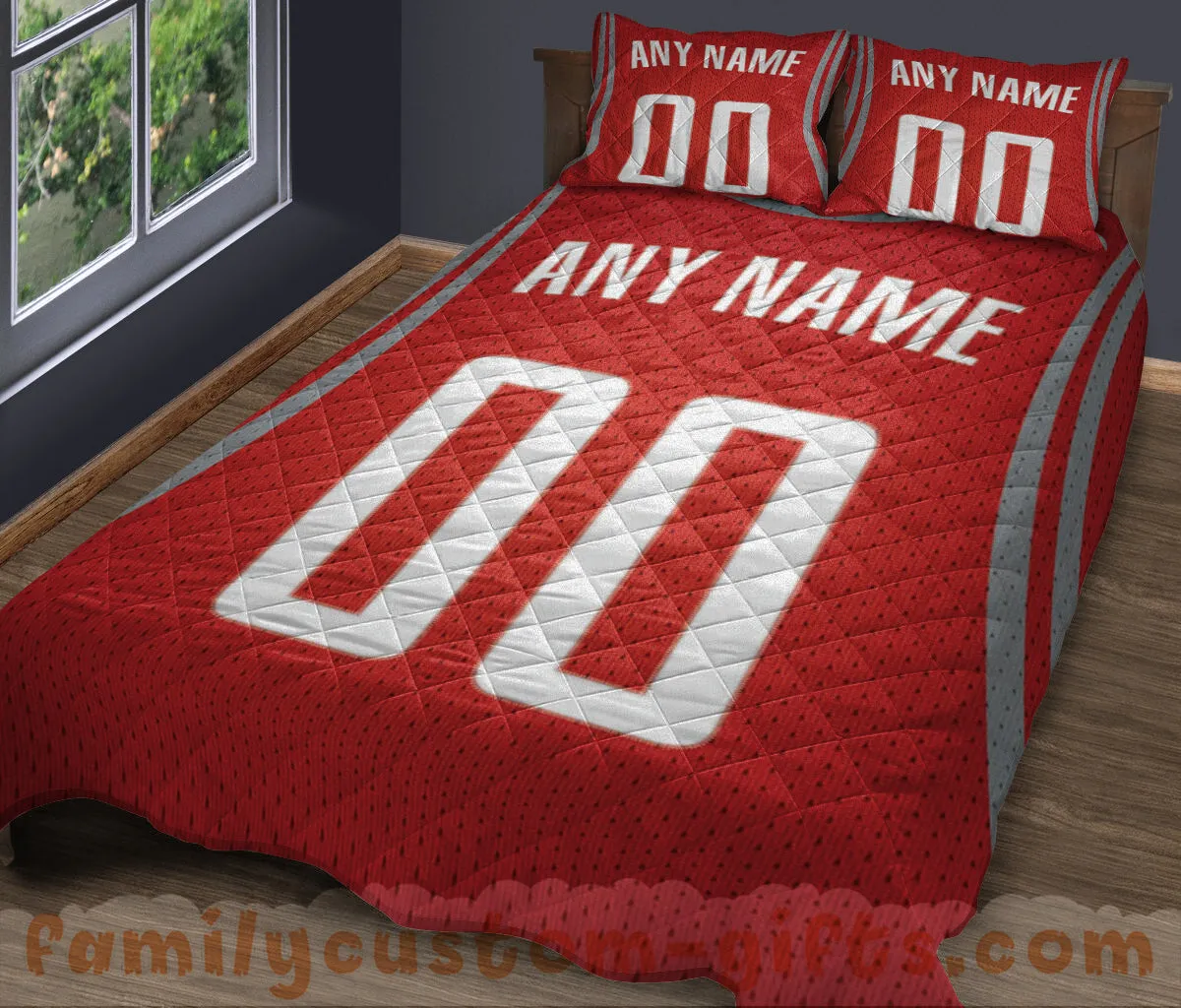 Custom Quilt Sets Houston Jersey Personalized Basketball Premium Quilt Bedding for Men Women
