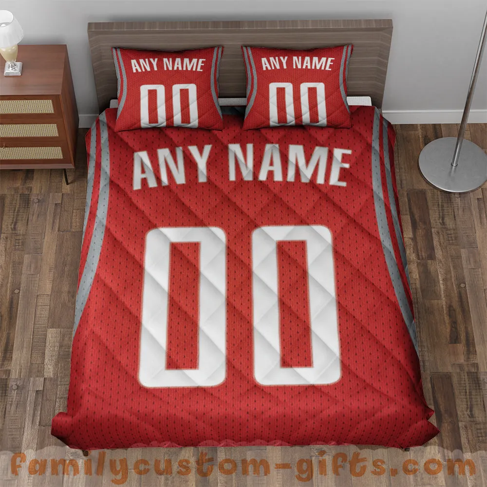 Custom Quilt Sets Houston Jersey Personalized Basketball Premium Quilt Bedding for Men Women
