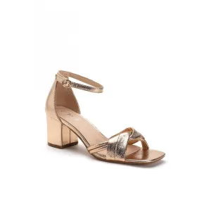 Daisy Mae Rose Gold Low Block Heel Sandals