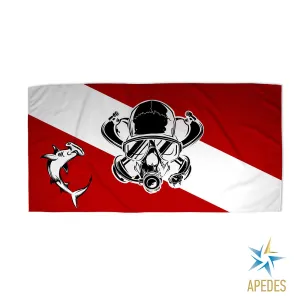 Diver Flag Hammerhead Shark Beach & Bath Towel Rectangle 30″ × 60″