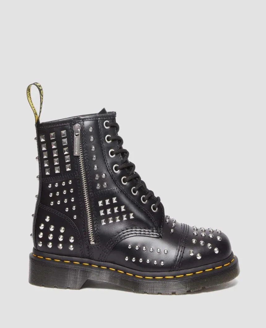 Dr. Martens 1460 Studded Zip Atlas Leather Lace Up Boots