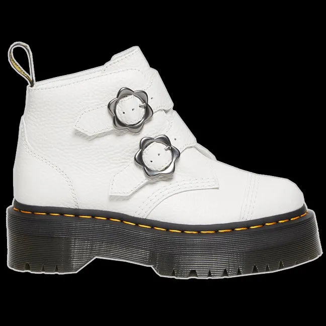 Dr Martens - White Devon Flower Buckle Boot