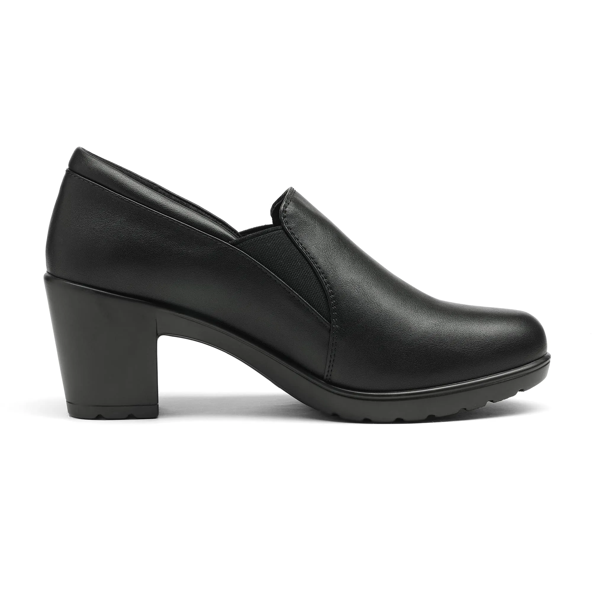 DREAM PAIRS Women's Low Chunky Block Heels Pumps Comfortable Slip-on Heeled Loafers Dress Work Shoes for Office Business,Size 8,Black,DPU214
