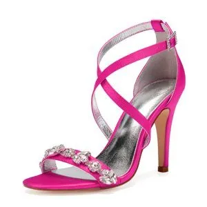 Eggplant satin evening dress shoes women sandals