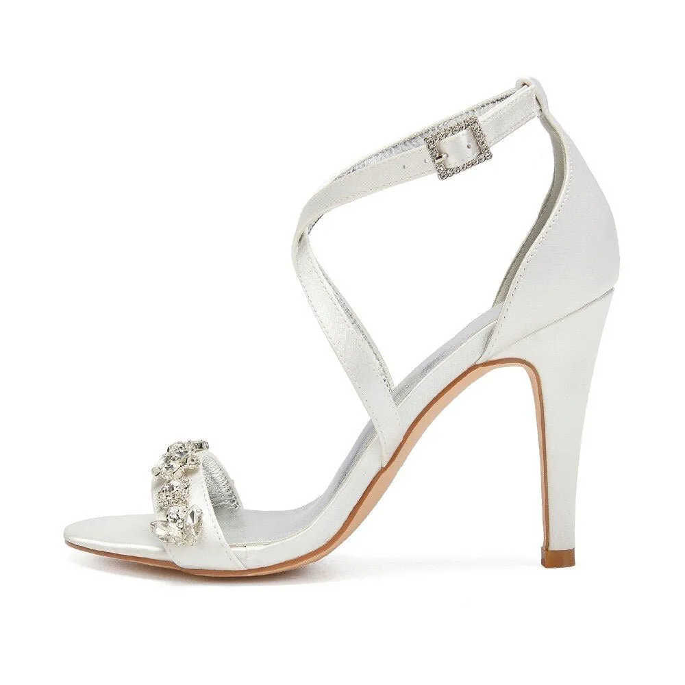 Eggplant satin evening dress shoes women sandals