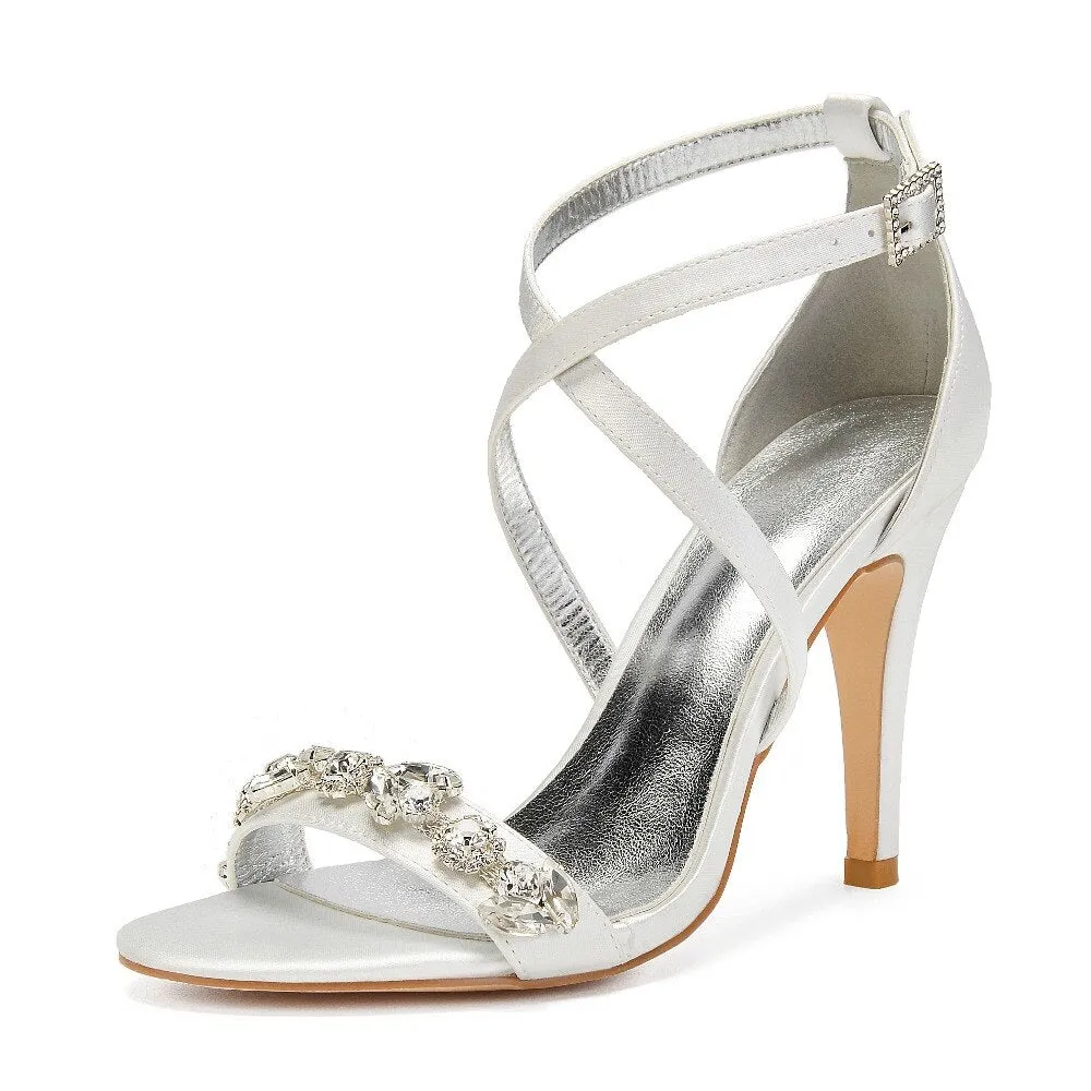 Eggplant satin evening dress shoes women sandals