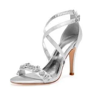 Eggplant satin evening dress shoes women sandals