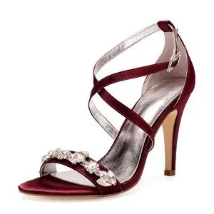 Eggplant satin evening dress shoes women sandals