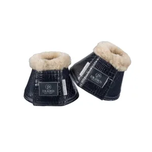 Eskadron Platinum Croco Fauxfur Bell Boots - Navy